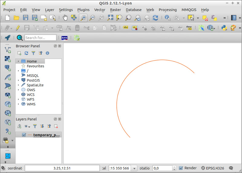 QGIS curve demo